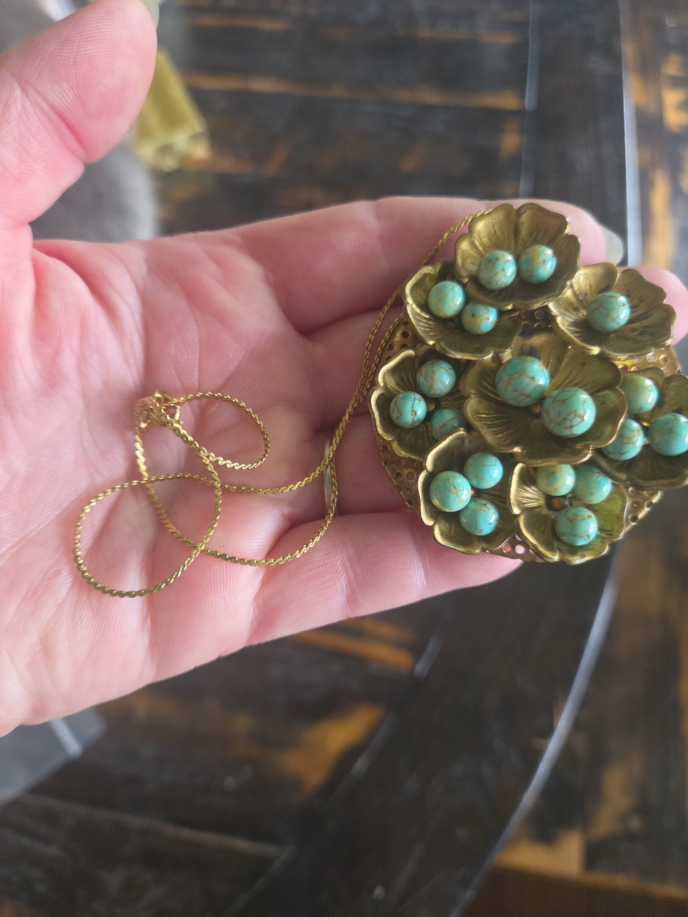 Vintage Miriam Haskell Floral Pendant - Picture 3 of 3